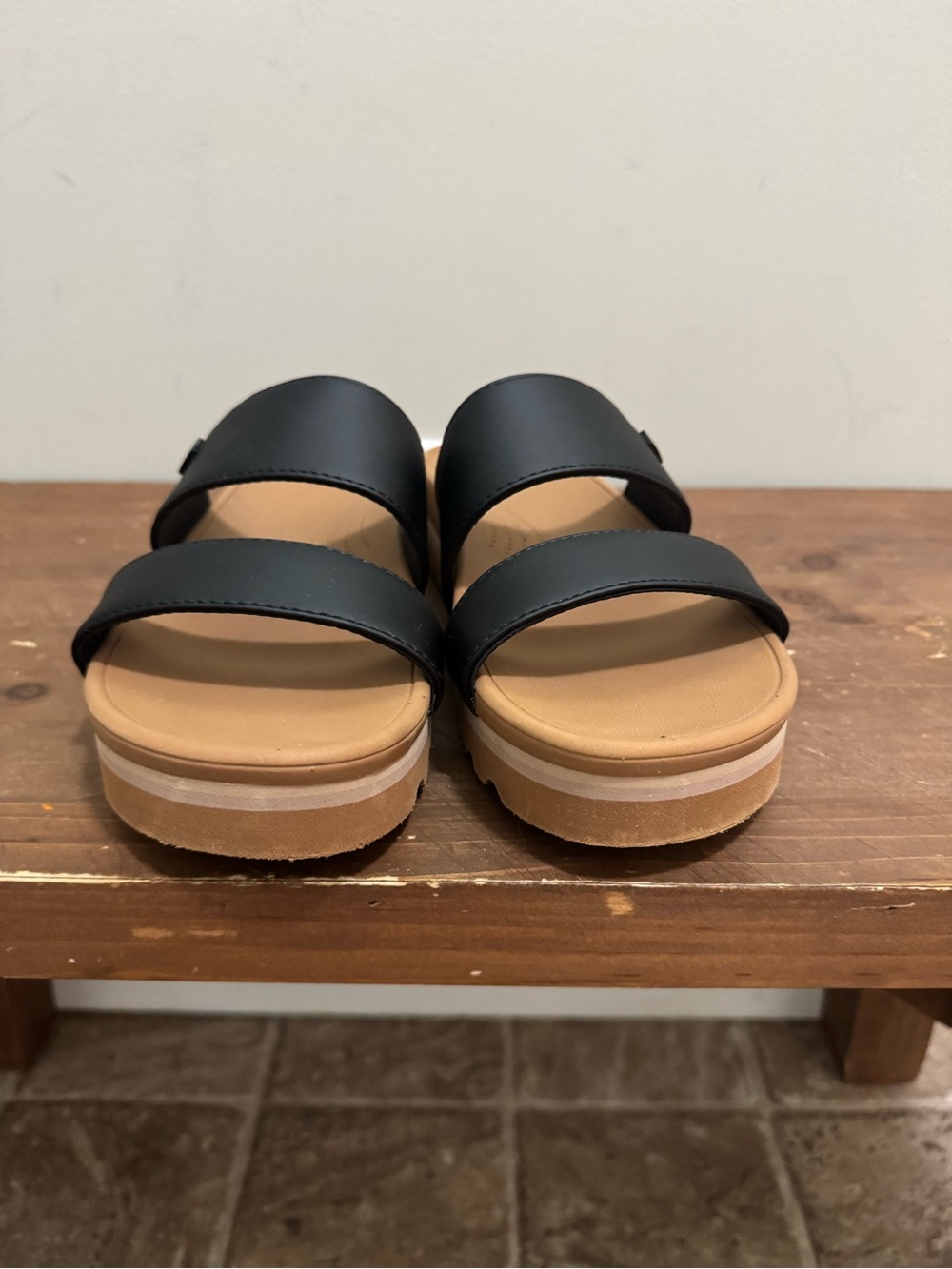 REEF Women's Black Double-Strap Platform Slide Sandals Size 10 - Picture 2 of 8